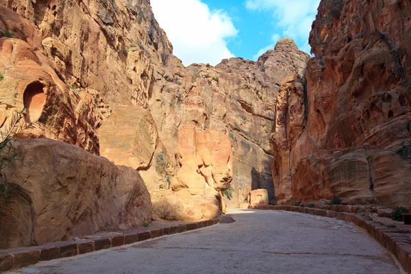 De siq - oude canyon in petra, jordan — Stockfoto