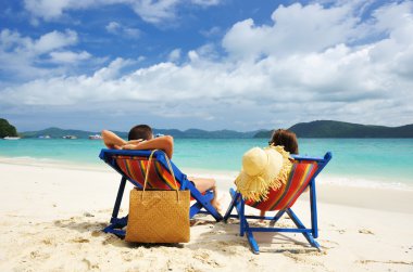 Couple on a beach clipart