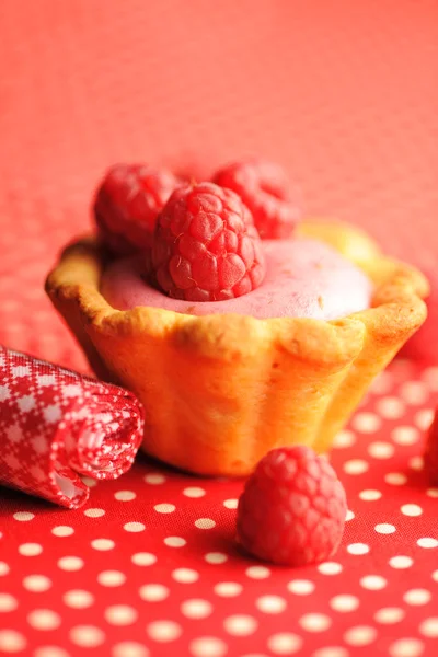 Taart met frambozenyoghurt dessert — Stockfoto