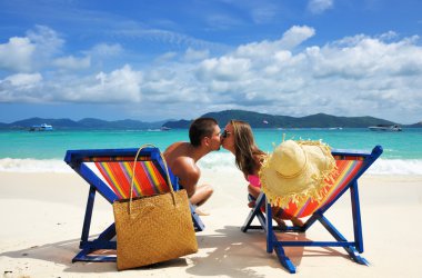 Couple on a beach clipart