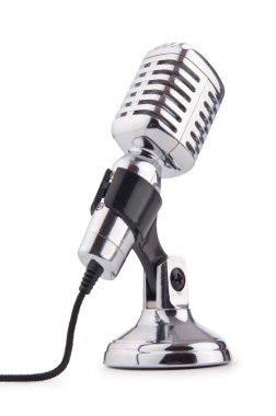 retro vintage mikrofon üzerinde beyaz izole