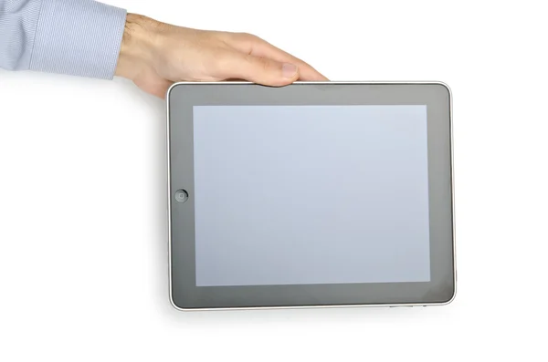 Tablet bilgisayar üzerinde beyaz izole — Stok fotoğraf