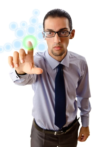 Businessman pressing virtual buttons — Stock Photo, Image