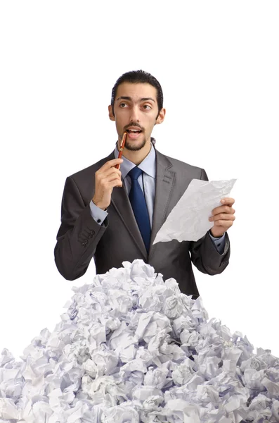 Человек с большим количеством бумаги — стоковое фото