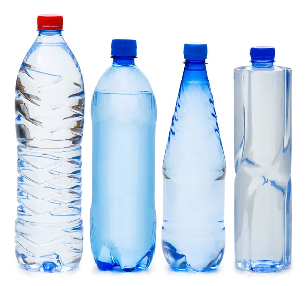 Sok vizes palackok elszigetelt fehér — Stock Fotó