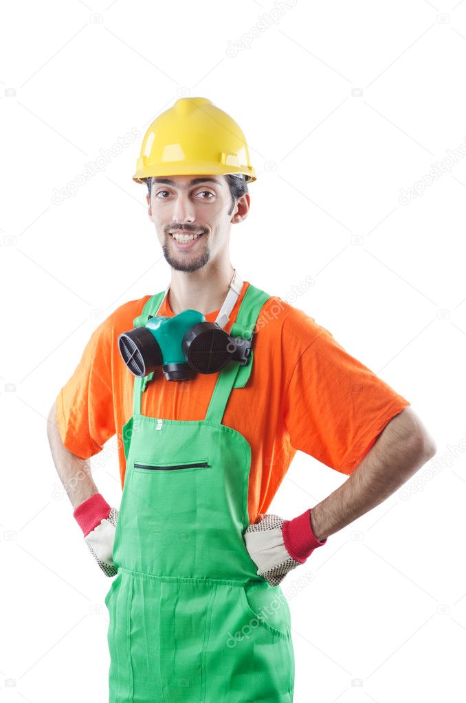 Construction worker isolated on white