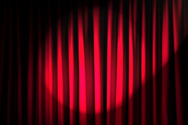 Brightly lit curtains in theatre concept clipart