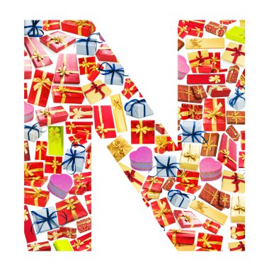 N Letter - Alphabet made of giftboxes