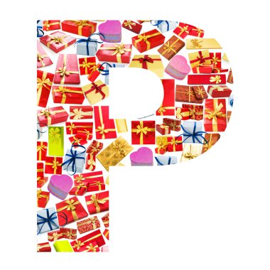 P Letter - Alphabet made of giftboxes