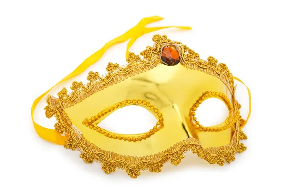 Altın maske üzerinde beyaz izole — Stok fotoğraf