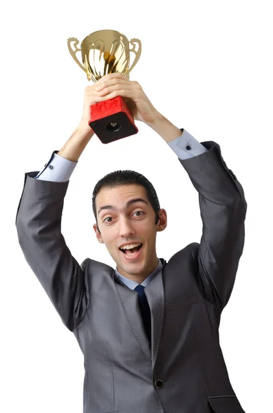 Uomo premiato con coppa d'oro — Foto Stock