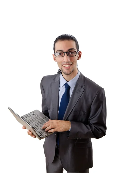 Бізнесмен працює на ноутбуку. — стокове фото