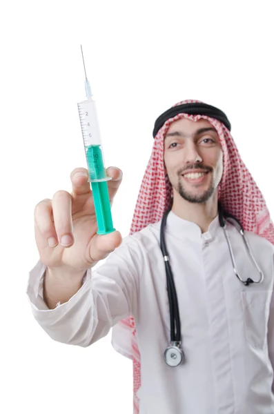 Tânăr medic arab izolat pe alb — Fotografie, imagine de stoc