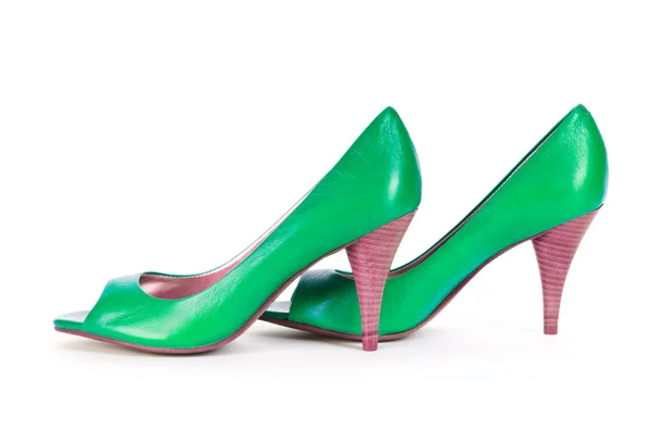 Grønne kvindelige sko i mode koncept - Stock-foto