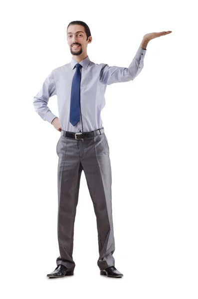 Businessman pushing away virtual obstacles — Stock Photo, Image