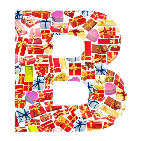 B Letter - Alphabet made of giftboxes — Stock Photo, Image