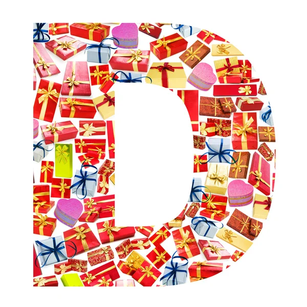D Letter - Alphabet made of giftboxes — Stock Photo, Image