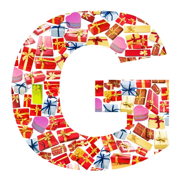 G Letter - Alphabet made of giftboxes — Stock Photo, Image