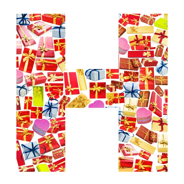 H Letter - Alphabet made of giftboxes — Stock Photo, Image