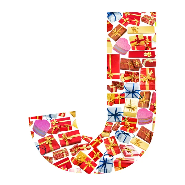 J Letter - Alphabet made of giftboxes — Stock Photo, Image