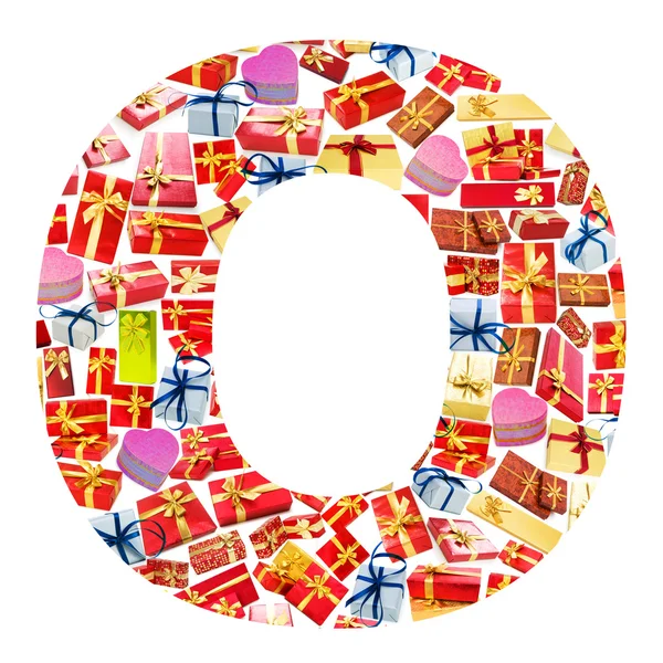O Letter - Alphabet made of giftboxes — Stock Photo, Image