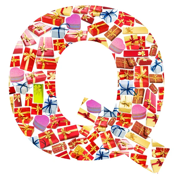 Q Buchstabe - Alphabet aus Geschenkschachteln — Stockfoto