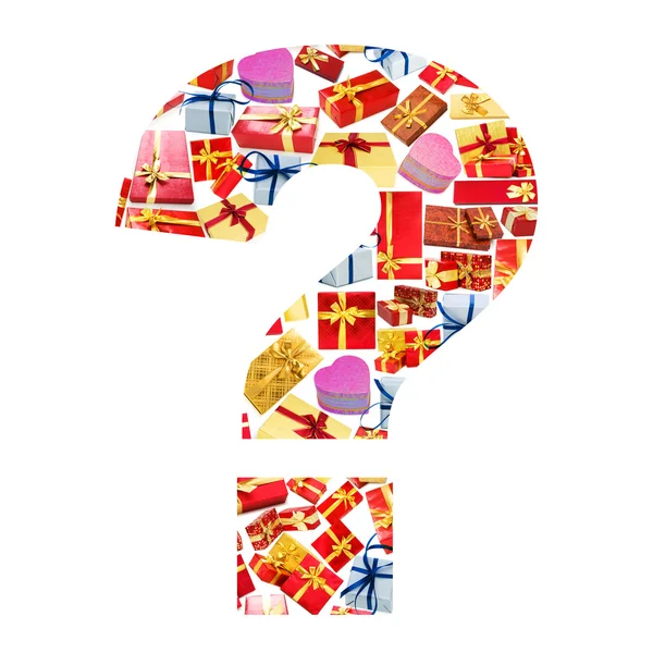 Question mark - Alphabet made of giftboxes — Stock Photo, Image