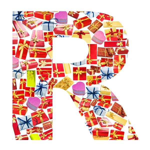 R Carta - Alfabeto hecho de cajas de regalo —  Fotos de Stock