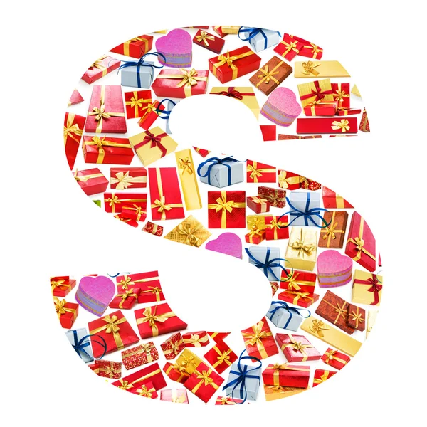 S Letter - Alphabet made of giftboxes — Stock Photo, Image