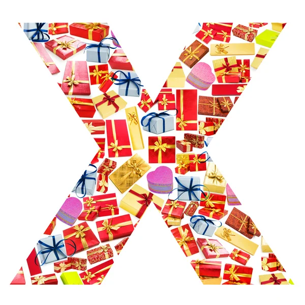 X Buchstabe - Alphabet aus Geschenkschachteln — Stockfoto
