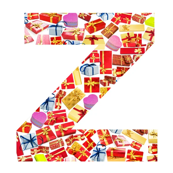 Z Letra - Alfabeto hecho de cajas de regalo —  Fotos de Stock