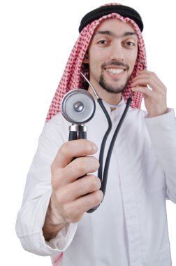 genç Arap doktor stetoskop ile
