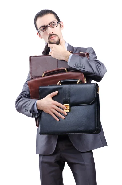 Businessman with briefcase on white — Stock Photo, Image