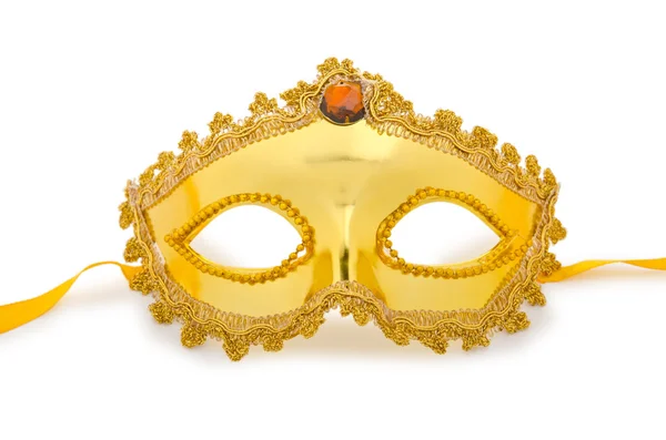Máscara dorada aislada en el blanco — Foto de Stock
