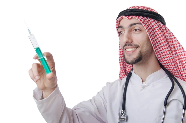 Jonge Arabische dokter geïsoleerd op wit — Stockfoto