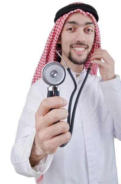 Jeune médecin arabe avec stéthoscope — Photo