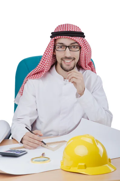 Young arab architect isolated on white — Stock Photo, Image