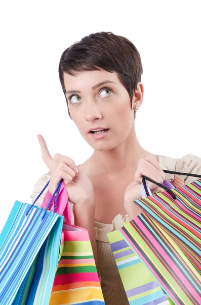 Ragazza dopo la furia dello shopping — Foto Stock