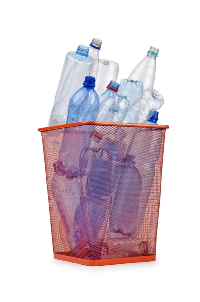 Plastic flessen in verwerkingsconcept — Stockfoto