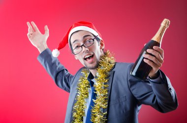 Drunken businessman after office christmas party clipart