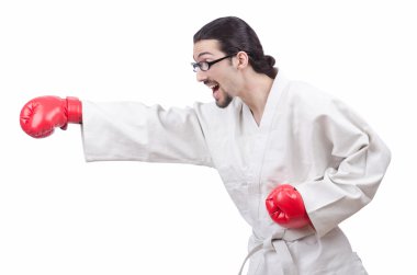 karate avcı üzerinde beyaz izole