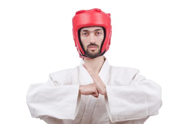 karate avcı üzerinde beyaz izole