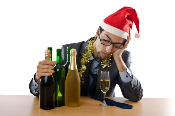 Пьяный бизнесмен после рождественской вечеринки в офисе — стоковое фото