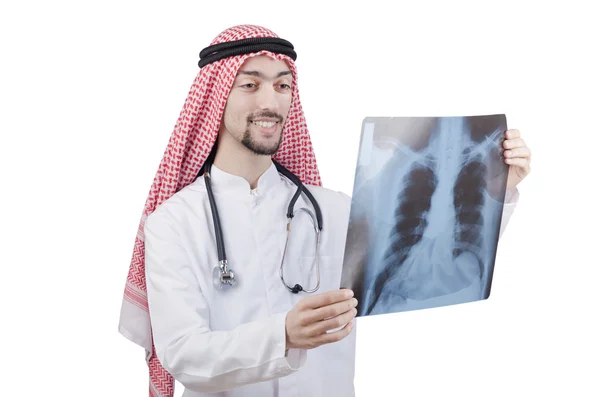 Arab doctor examining x-ray print — Stock Photo, Image