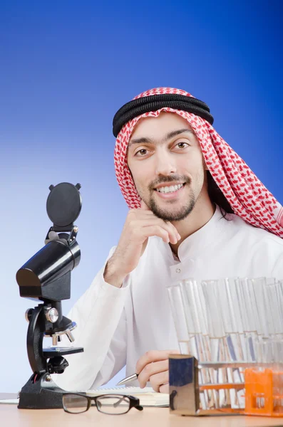 Arab chemist working in lab — Stock Photo, Image