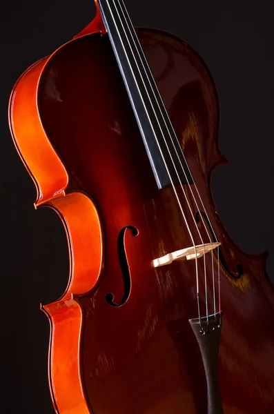 音乐大提琴在黑暗的房间 — 图库照片