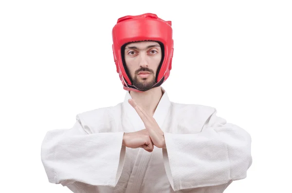 Karate-Kämpfer isoliert auf der weißen Seite — Stockfoto