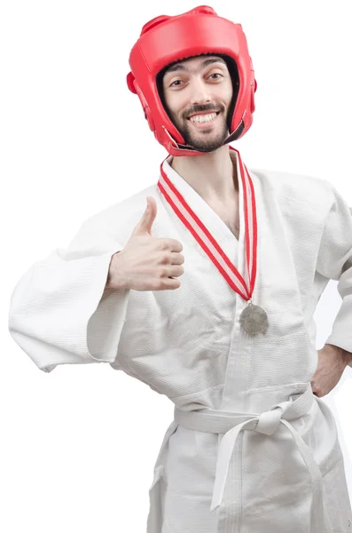 Karate fighter na białym tle — Zdjęcie stockowe