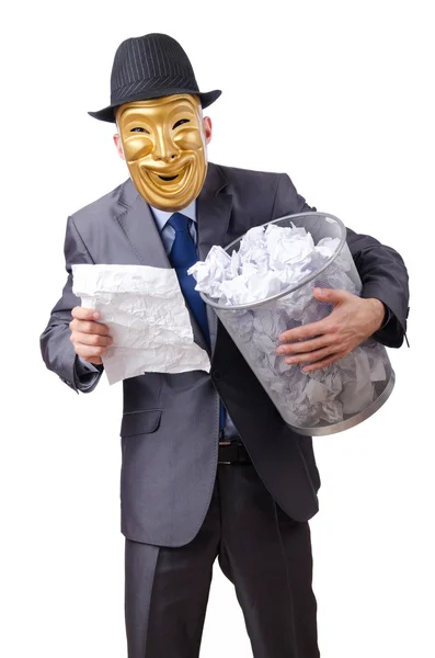 Espionage concept with masked man on white — Stock Photo, Image