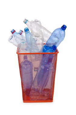 Plastic bottles in recycling concept clipart